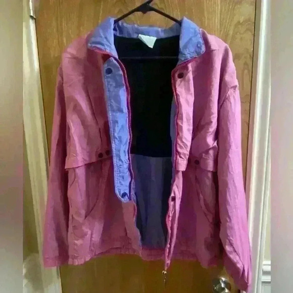 Vintage 90s Natural Sport Colorbock Windbreaker Pink and Purple Size L - Picture 12 of 16